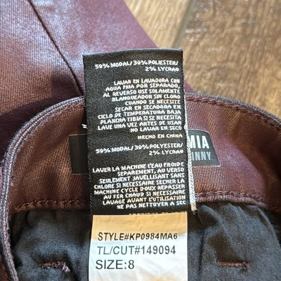 NWOT Kut from the Kloth Mia High Rise Skinny Wet Look Bordeaux Jeans Size 8 - Picture 12 of 12